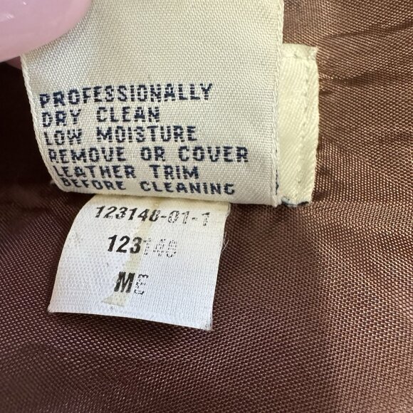 Vintage Y2K Gap Shirt Dress M Wool Tweed Chevron Brown Professor Patch Leather - Picture 9 of 10